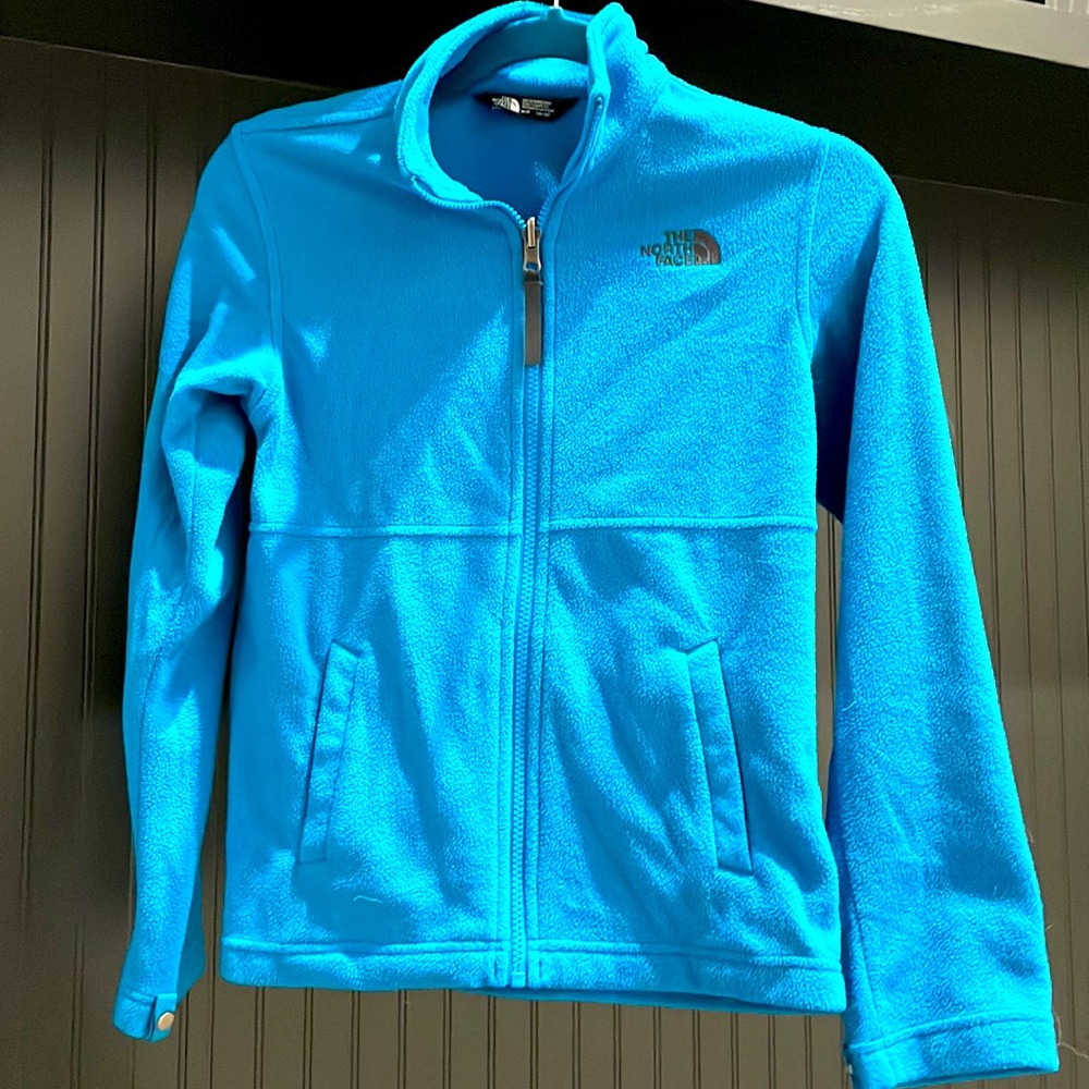 Boys North Face Turquoise Flannel, size Medium